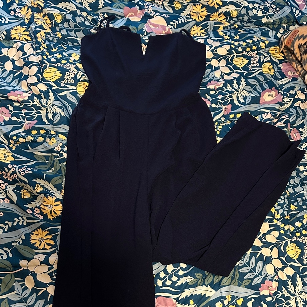 Chic Midnight Blue Strapless Jumpsuit